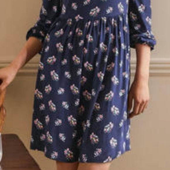 NWT 8L Boden Clara jersey dress in navy, pretty bird print - Picture 4 of 12
